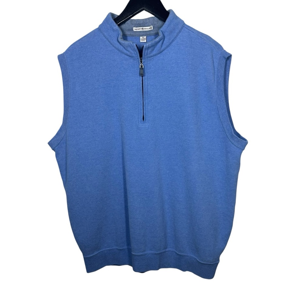 Peter Millar Vest Mens XL Blue Crown Sport Golf 1/4‎ Zip Golf
